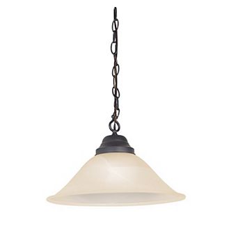 Design House Millbridge Dimmable Pendant Light Fixture, Alabaster Glass Shade, Hardwired or Plug-In