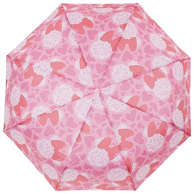 Disney's Minnie Mouse Floral Hearts Automatic Open/Close Umbrella