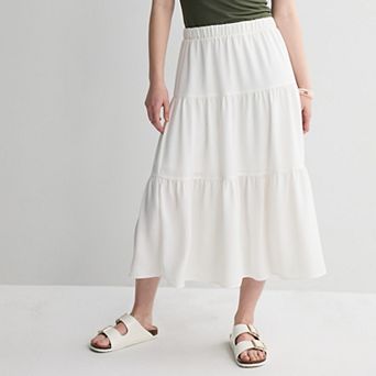 Juniors' Mary & Mo Tiered Midi Skirt