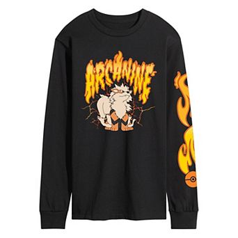 Men's Pokémon Arcanine Flame Long Sleeve Graphic Tee