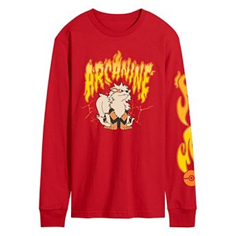 Men's Pokémon Arcanine Flame Long Sleeve Graphic Tee