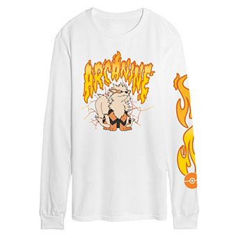 Men's Pokémon Arcanine Flame Long Sleeve Graphic Tee