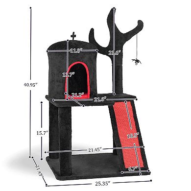 Cat Tree with Dome Condo, Branch Scratching Post and Ladder Scratch Board