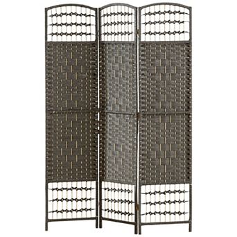 Four-Panel Folding Room Divider with Diamond Woven Paper Panels