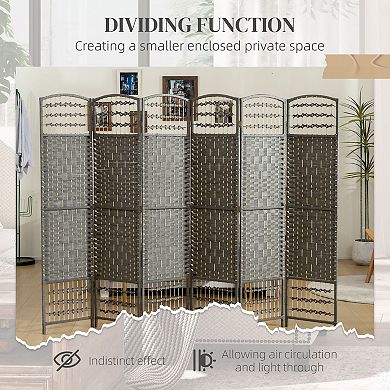 Four-Panel Folding Room Divider with Diamond Woven Paper Panels