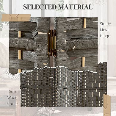 Four-Panel Folding Room Divider with Diamond Woven Paper Panels