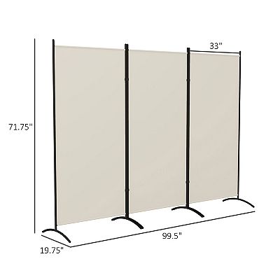 3-Panel Folding Room Divider Screen with Adjustable Hinges for Bedroom or Office