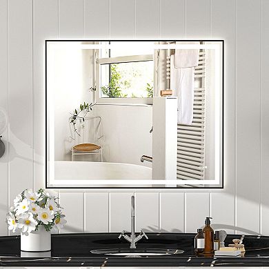 LED Bathroom Mirror with Front Back Lights and Anti-Fog