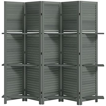 Adjustable 5-Panel Room Divider with Shelves for Bedroom or Office Spaces