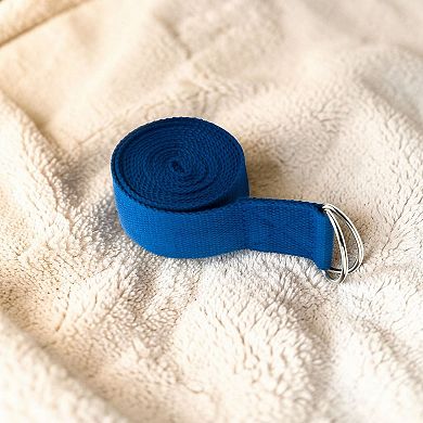 8 Ft Cotton Yoga Strap with Metal D Ring for Stretching, Pilates and Flexibility