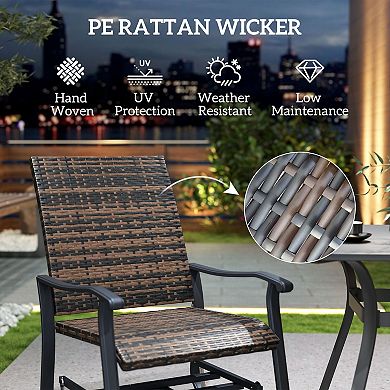 2-Piece Rattan Glider Chairs with Adjustable Foot Pads and High Back