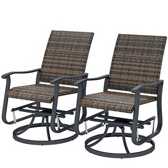 2 pc Rattan Glider Chairs with Adjustable Foot Pads and High Back