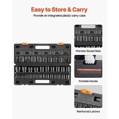 26 Pieces Drive Metric Impact Socket Set 1036 mm with Storage Case