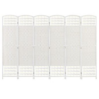 Six-Panel Folding Room Divider with Diamond Woven Paper Panels for Living Rooms