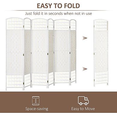 Six-Panel Folding Room Divider with Diamond Woven Paper Panels for Living Rooms