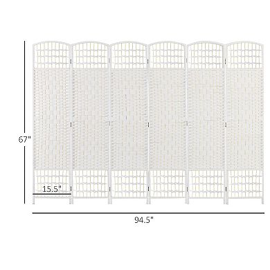 Six-Panel Folding Room Divider with Diamond Woven Paper Panels for Living Rooms