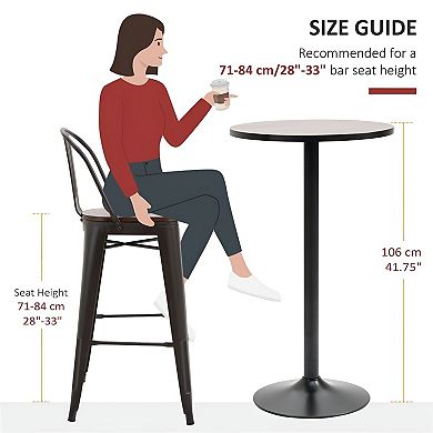 Compact Standing Table with Rustic Wood Top and Rust-Resistant Frame