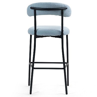 Soft Upholstered Chair Wool Look Seat for Vanity Office or Study