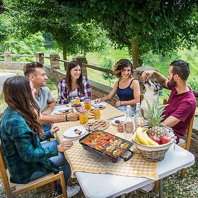 Portable Charcoal Grill with Lid Thermometer, Carry Handles for Camping Beach BBQ