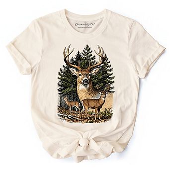 Forest Deers Vintage Grunge T-Shirt, Retro Hunter Tee