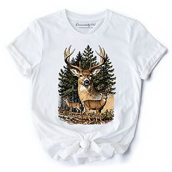 Forest Deers Vintage Grunge T-Shirt, Retro Hunter Tee
