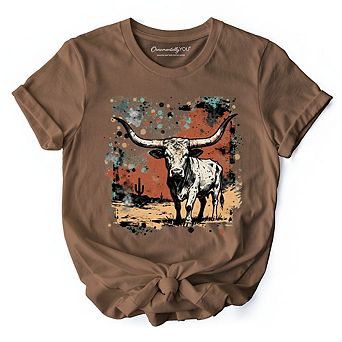 Western Longhorn Bull T-Shirt, Cowboy Rodeo Tee