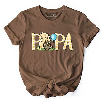 Gingham Papa Winnie-the-Pooh T-Shirt, 1926 A.A. Milne Dad Family Tee