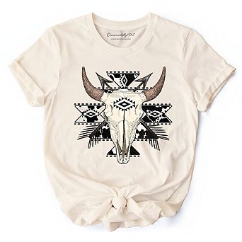Bull Skull T-Shirt, Western Boho Tee