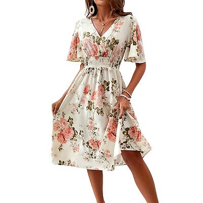 apricot midi dress Ditsy Milkmaid Midi Dress
