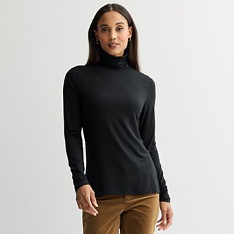 Petite Croft & Barrow® Fitted Long Sleeve Turtleneck