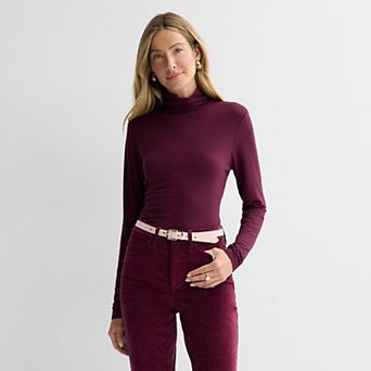 Petite Croft & Barrow® Fitted Long Sleeve Turtleneck