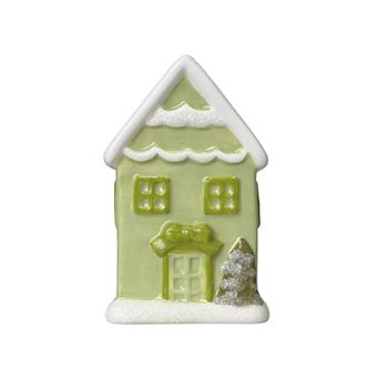 St. Nicholas Square® Holiday Ceramic House with Bow Table Decor