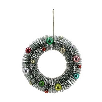 St. Nicholas Square® Mini Bauble & Bow Bottlebrush Wreath