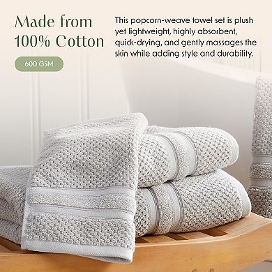 Springtree Home 100% Combed Cotton Bath Towel Set Popcorn Design Poli Collection