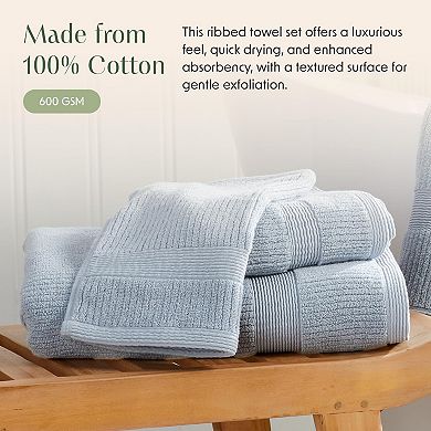 Springtree Home 100% Combed Cotton Ribbed Bath Towel Set Mauro Collection