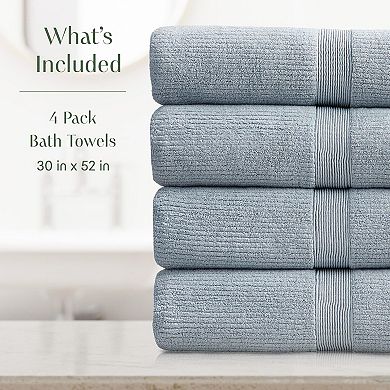 Springtree Home 100% Combed Cotton Ribbed Bath Towel Set Mauro Collection
