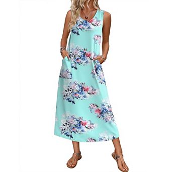 Ekouaer Nightgowns for Women Sleeveless Sleepshirt Long House Dress Tank Nightshirt Casual Dress