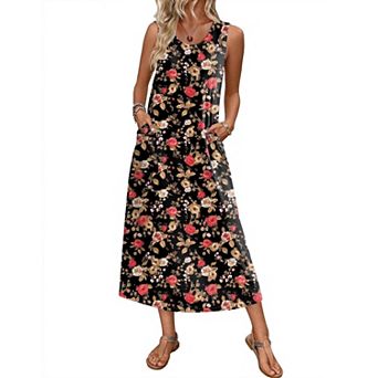 Ekouaer Nightgowns for Women Sleeveless Sleepshirt Long House Dress Tank Nightshirt Casual Dress