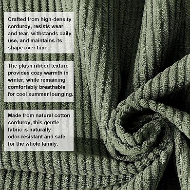 Convertible Sleeper Sofa Bed with Fixed Frame - Corduroy Fabric and High-Density Sponge