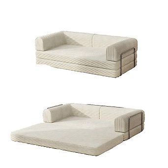 Convertible Sleeper Sofa Bed with Fixed Frame - Corduroy Fabric and High-Density Sponge