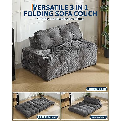Folding Sofa Bed - Convertible Sleeper Chair with Pillow and Back Support Boneless Mattress