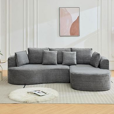 Curved Sectional Sofa with Chaise and Memory Foam Cushions - Boneless L-Shape Chenille Couch