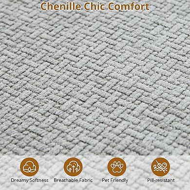 Curved Sectional Sofa with Chaise and Memory Foam Cushions - Boneless L-Shape Chenille Couch