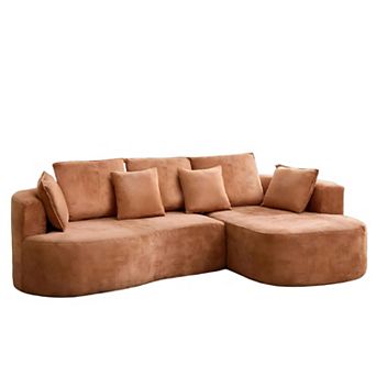 Curved Sectional Sofa with Chaise and Memory Foam Cushions - Boneless L-Shape Chenille Couch
