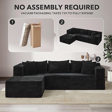 Cloud Sectional Couch with L-Shape Chaise - Modular Deep Seat Sleeper Sofa, No Assembly Required