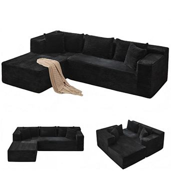 Cloud Sectional Couch with L-Shape Chaise - Modular Deep Seat Sleeper Sofa, No Assembly Required