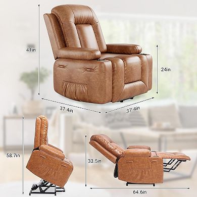 Adjustable Power Lift Recliner with Massage, Heat, USB Port and Side Pocket
