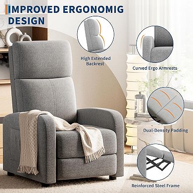 Ergonomic Adjustable Recliner Chair for Adults - Enhanced with Side Pocket, Tall Back