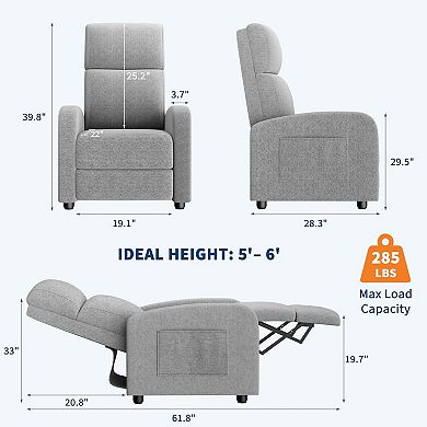 Ergonomic Adjustable Recliner Chair for Adults - Enhanced with Side Pocket, Tall Back