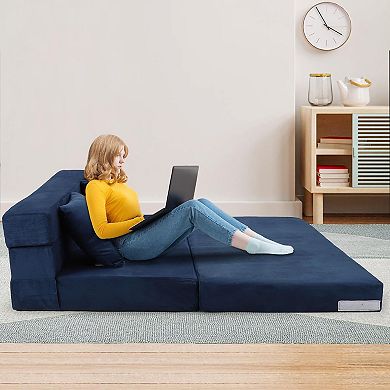 Convertible Folding Sofa Bed with Memory Foam - Futon Sleeper Chair and Foldable Mattress